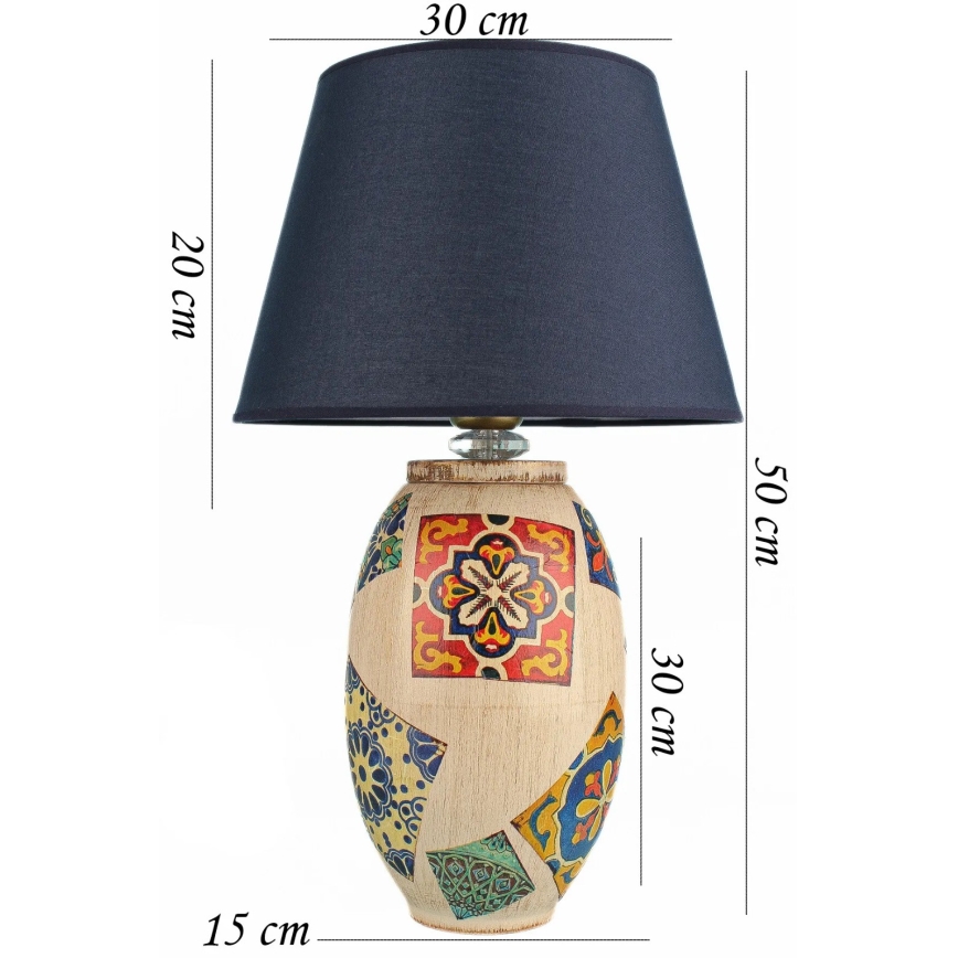 RAMZES Bordlampe 1xE27/40W/230V blå/beige