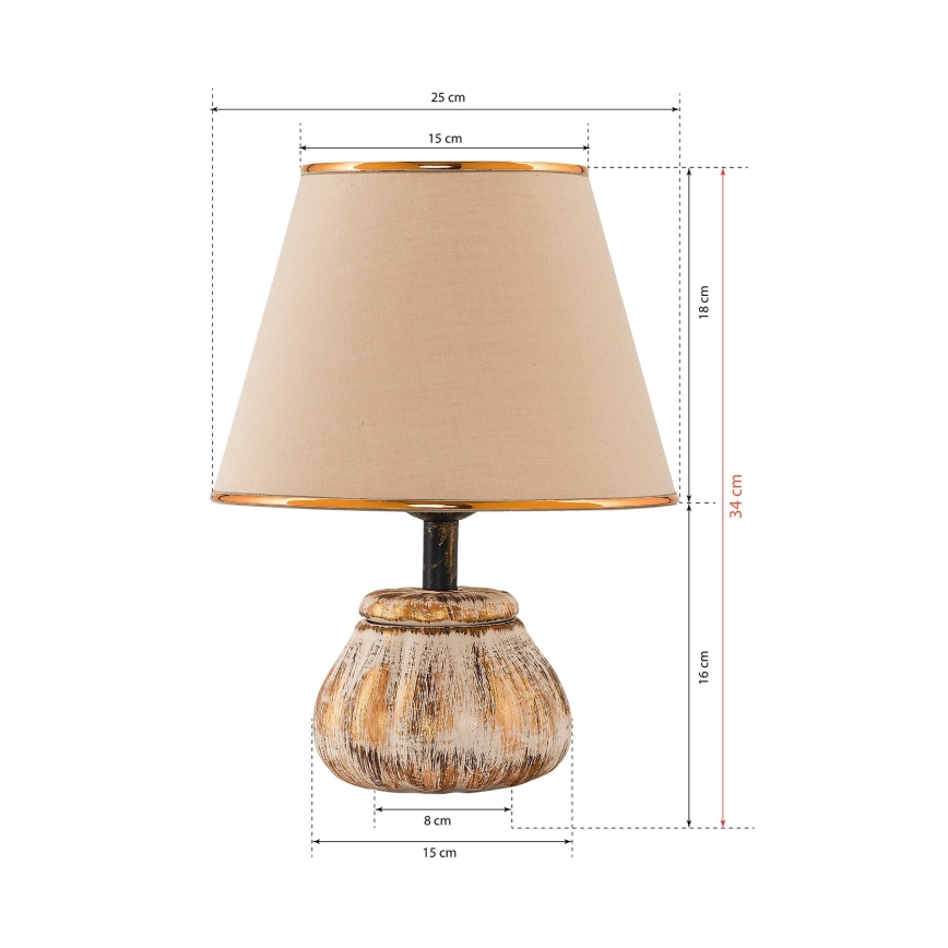 RAMZES bordslampa 1xE27/40W/230V crème/guld