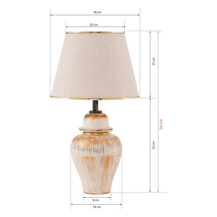 RAMZES Bordslampa 1xE27/40W/230V krämfärgad/guld