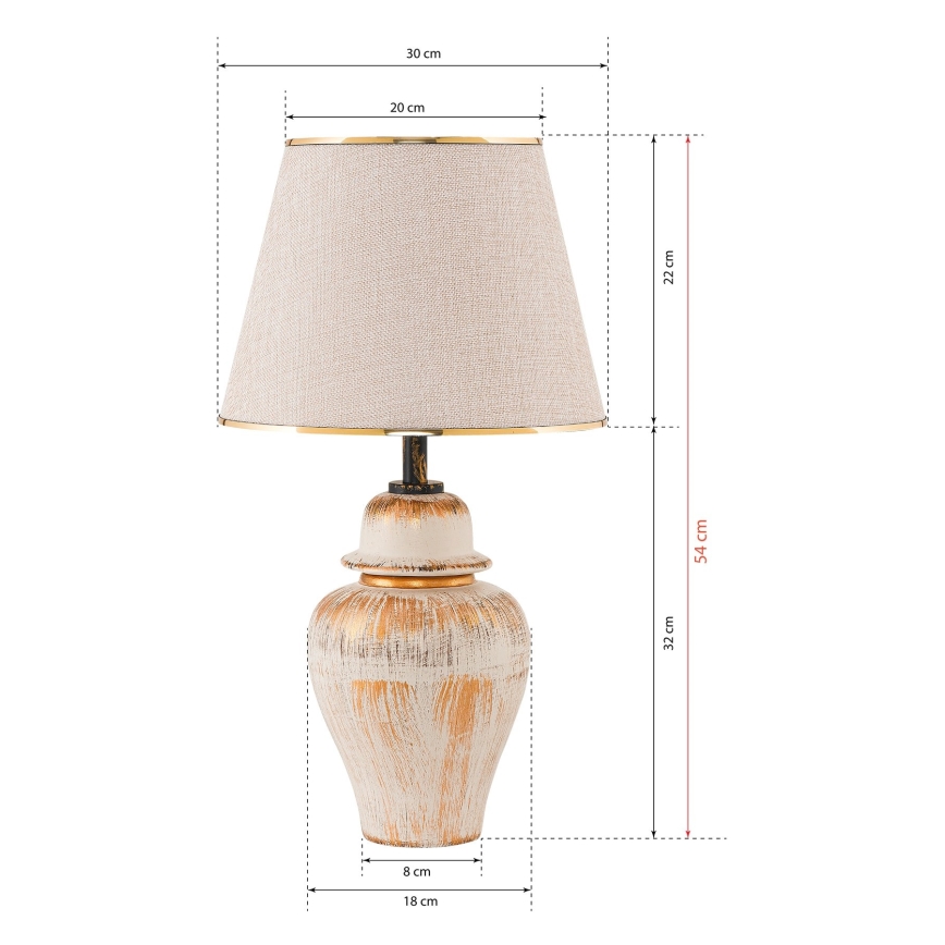 RAMZES Bordslampa 1xE27/40W/230V krämfärgad/guld