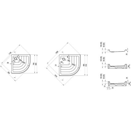 Ravak A204001120 - RONDA kvadrantformat duschkar 80x80 cm, vit