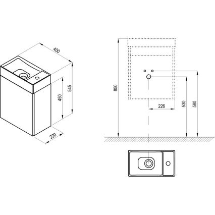 Ravak X000001386 - Tvättställsskåp VEDA 54,5x40 cm vit