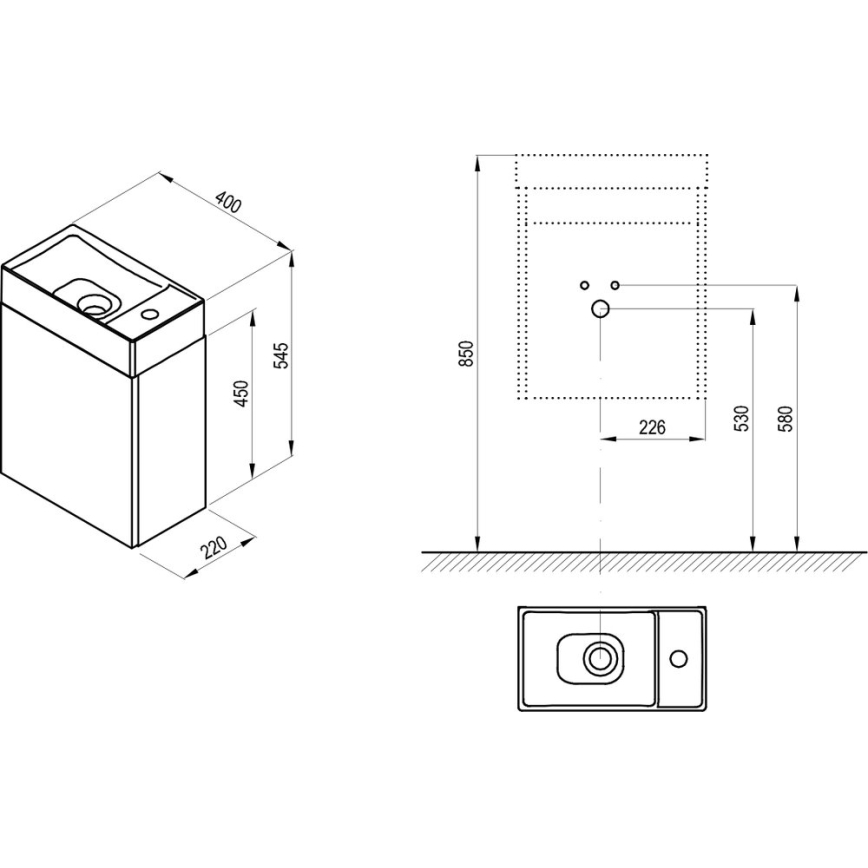 Ravak X000001386 - Tvättställsskåp VEDA 54,5x40 cm vit