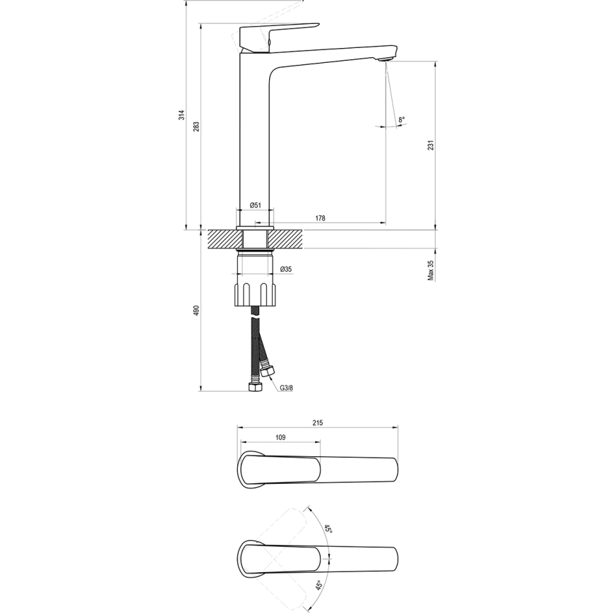 Ravak X070472 - Tvättställsblandare LIFE 28 cm, blank krom