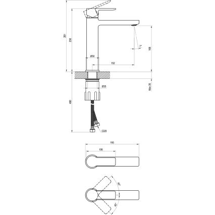 Ravak X070489 - Tvättställsblandare SOLAR 23 cm svart