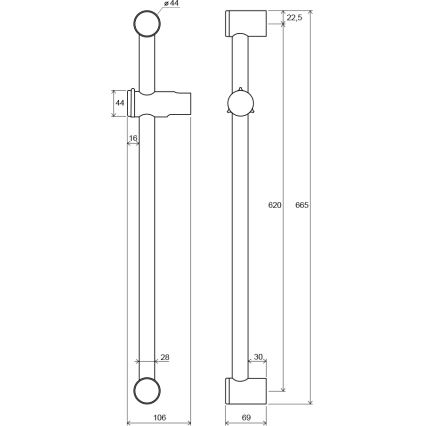 Ravak X07P012 - Duschstång 66,5 cm i blank krom