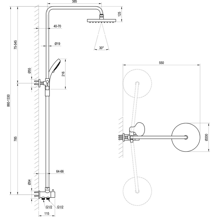 Ravak X07P232 - Duschset i blank krom