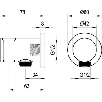 Ravak X07P572 - Duschfäste med utlopp 7,8x6 cm svart