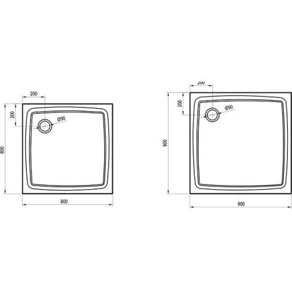 Ravak XA034411010 - Fyrkantigt duschkar PERSEUS 80x80 cm vit