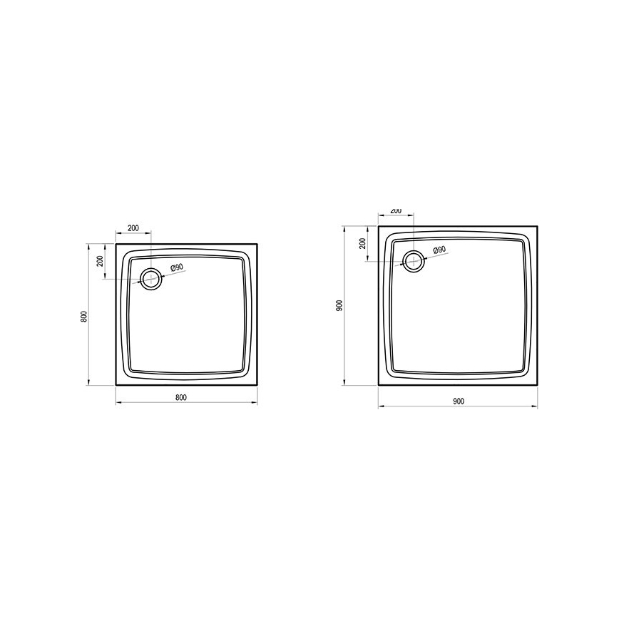 Ravak XA037711010 - Kvadratiskt duschkar PERSEUS 90x90 cm vitt