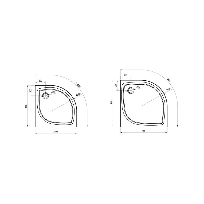 Ravak XA237711010 - Kvartsrunt duschkar ELIPSO 90x90 cm vitt