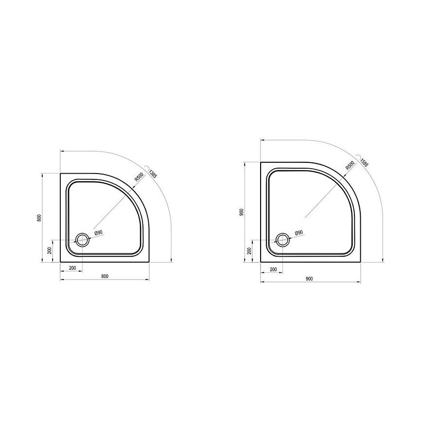 Ravak XA247701010 - Kvartsrunt duschkar ELIPSO 90x90 cm vitt