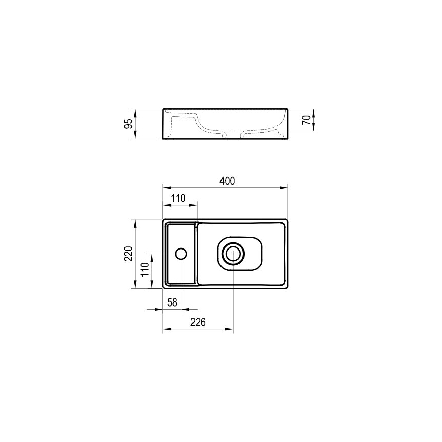 Ravak XJX01240000 - Handfat VEDA SLIM för bänkskiva 40x22 cm keramik/vit