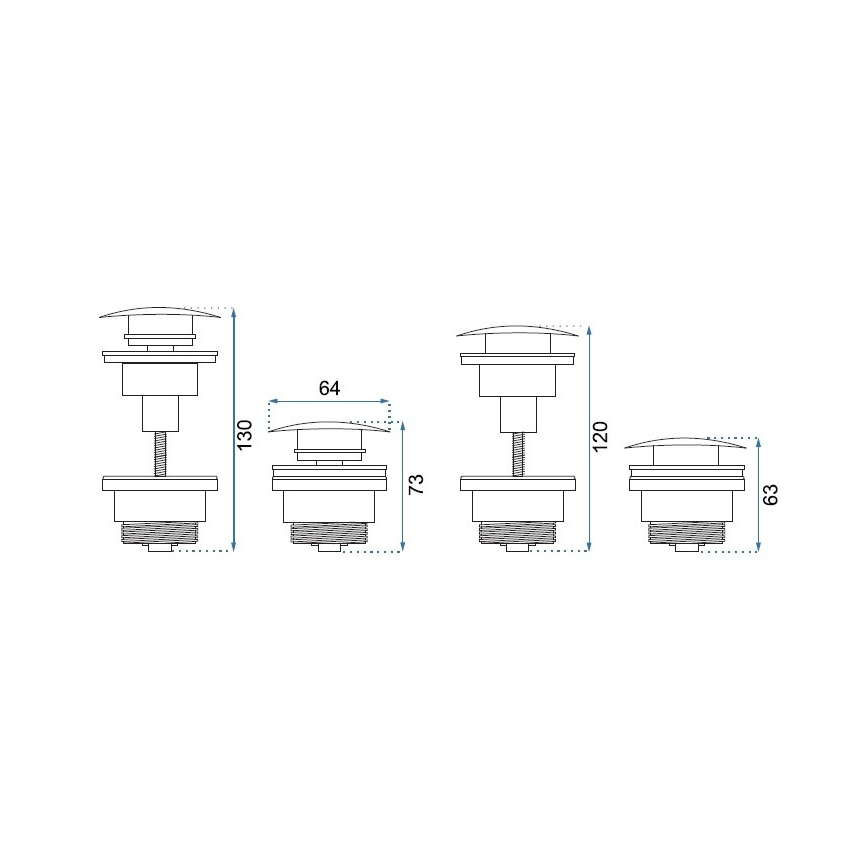 REA-A2361 - Tvättställsventil CLICK-CLACK Ø 6,4 cm, matt vit