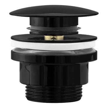 REA-A4100 - Bottenventil CLICK-CLACK för handfat, Ø 6,4 cm, blank svart