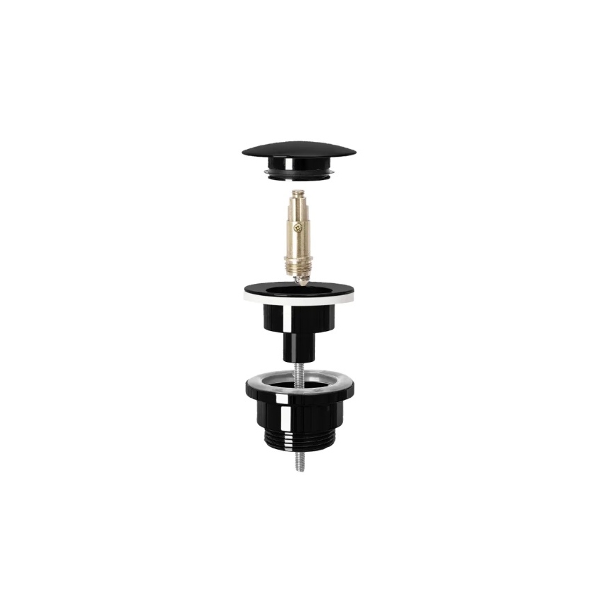 REA-A4100 - Bottenventil CLICK-CLACK för handfat, Ø 6,4 cm, blank svart