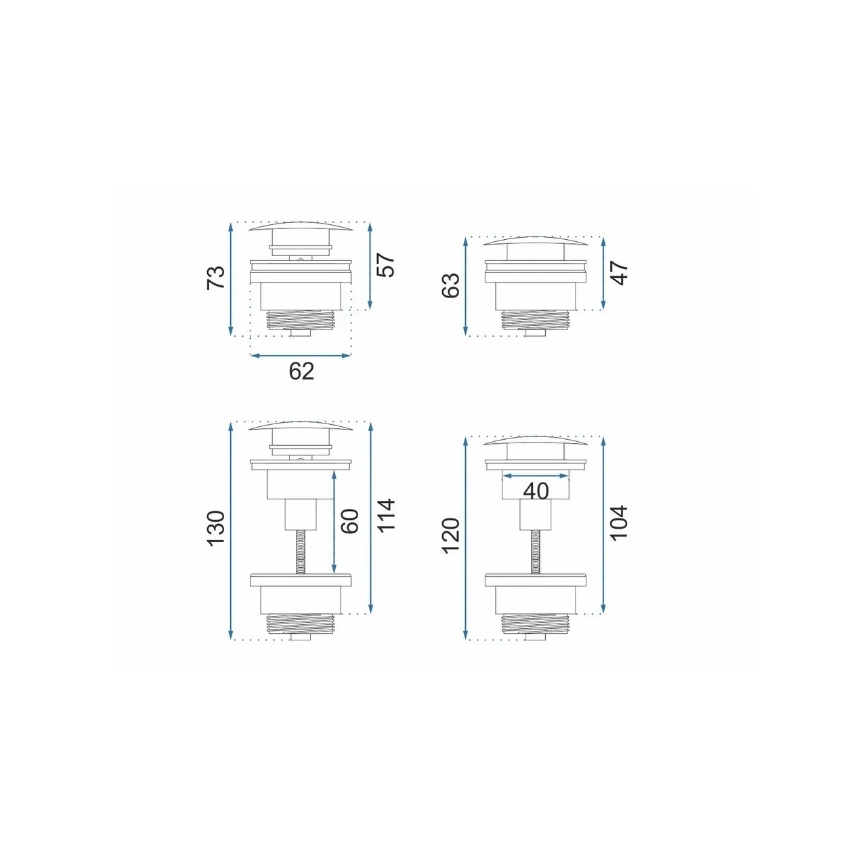 REA-A4100 - Bottenventil CLICK-CLACK för handfat, Ø 6,4 cm, blank svart