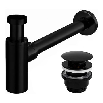 REA-A5215 - Tvättställssifon med CLICK-CLACK bottenventil, Ø 6,4 cm, matt svart
