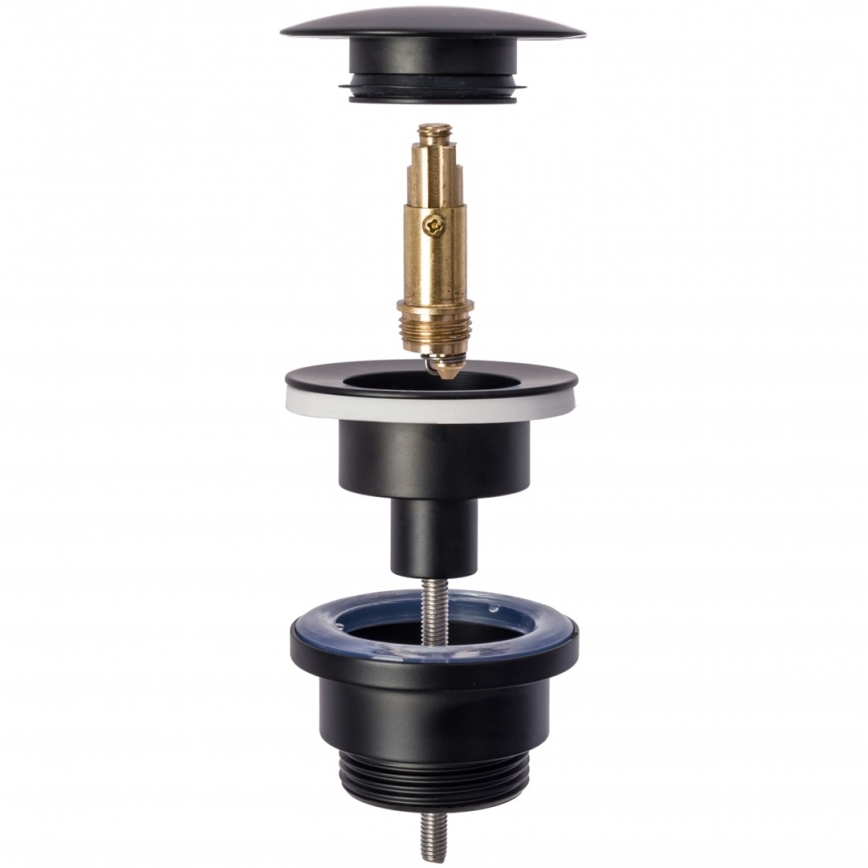 REA-A5215 - Tvättställssifon med CLICK-CLACK bottenventil, Ø 6,4 cm, matt svart