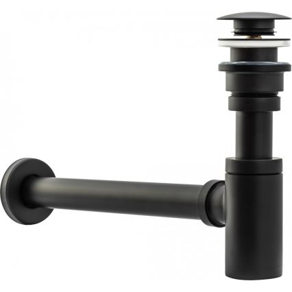 REA-A5215 - Tvättställssifon med CLICK-CLACK bottenventil, Ø 6,4 cm, matt svart