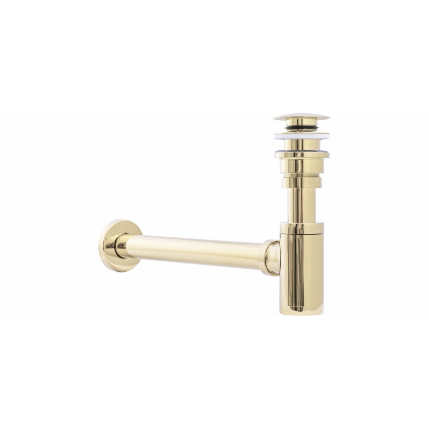 REA-A5692 - Vattenlås för handfat med CLICK-CLACK-bottenventil, Ø 6,4 cm, guldig