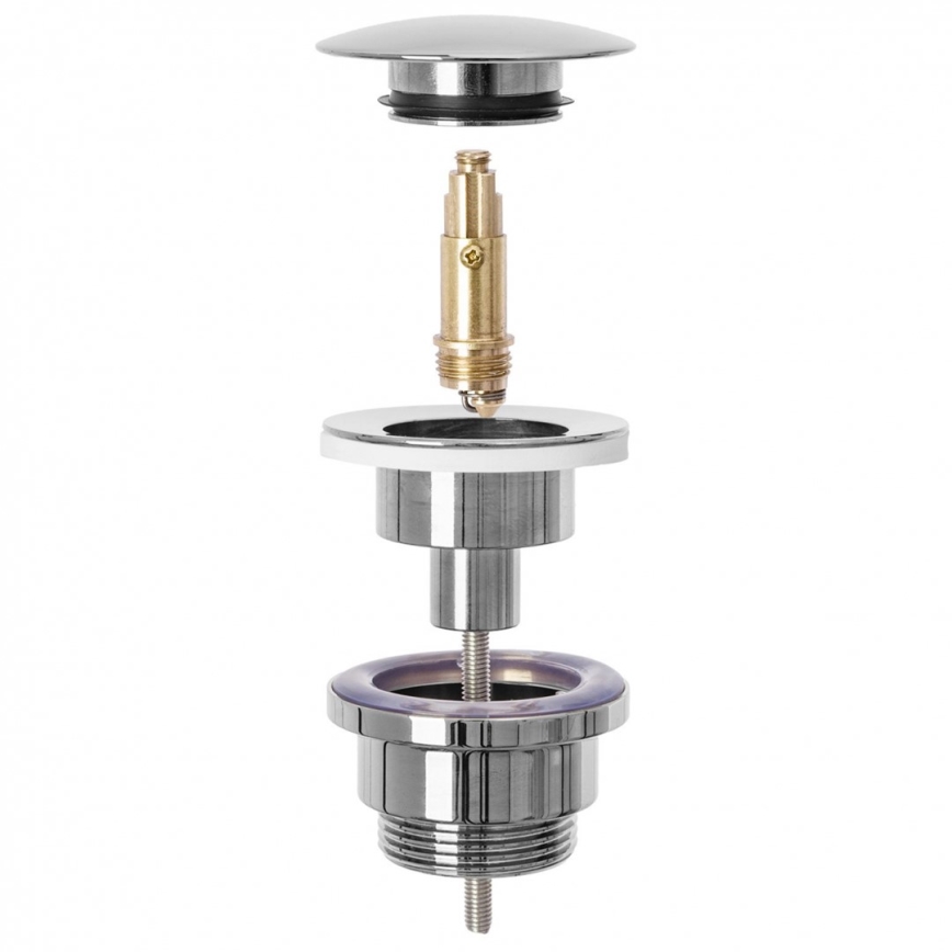 REA-A5693 - Tvättställssifon med CLICK-CLACK-bottenventil Ø 6,4 cm, blank krom