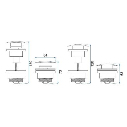 REA-A6000 - Bottenventil för tvättställ CLICK-CLACK Ø 6,4 cm, borstad nickel