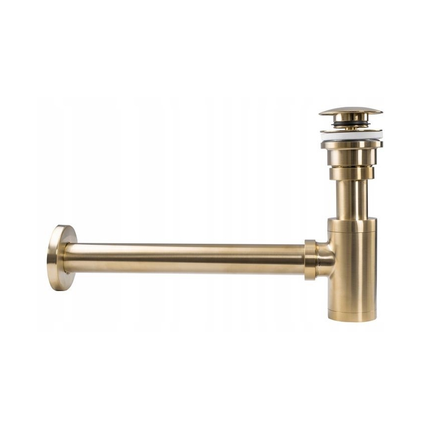 REA-A8586 - Tvättställssifon med CLICK-CLACK-bottenventil, Ø 6,4 cm, borstad guld