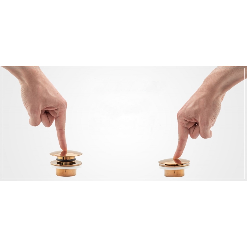 REA-A8586 - Tvättställssifon med CLICK-CLACK-bottenventil, Ø 6,4 cm, borstad guld