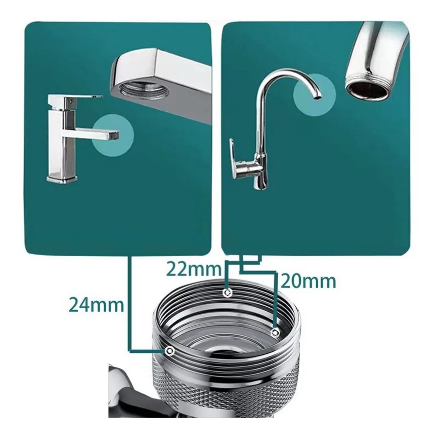 REA-B0660 - Svängbar adapter för tvättställsblandare, blank krom