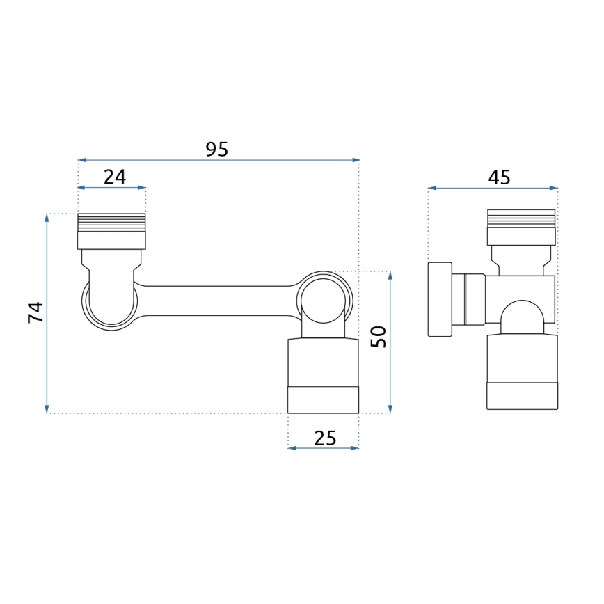 REA-B0660 - Svängbar adapter för tvättställsblandare, blank krom