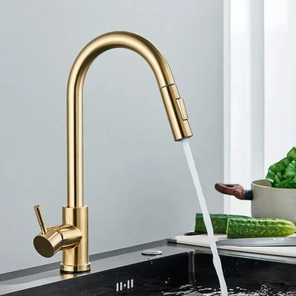 REA-B0669 - Köksblandare med utdragbar handdusch FRESH 39,5 cm guld