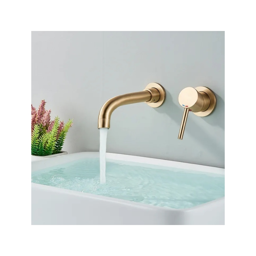 REA-B4109 - Tvättställsblandare för inbyggd installation LUNGO borstad guld