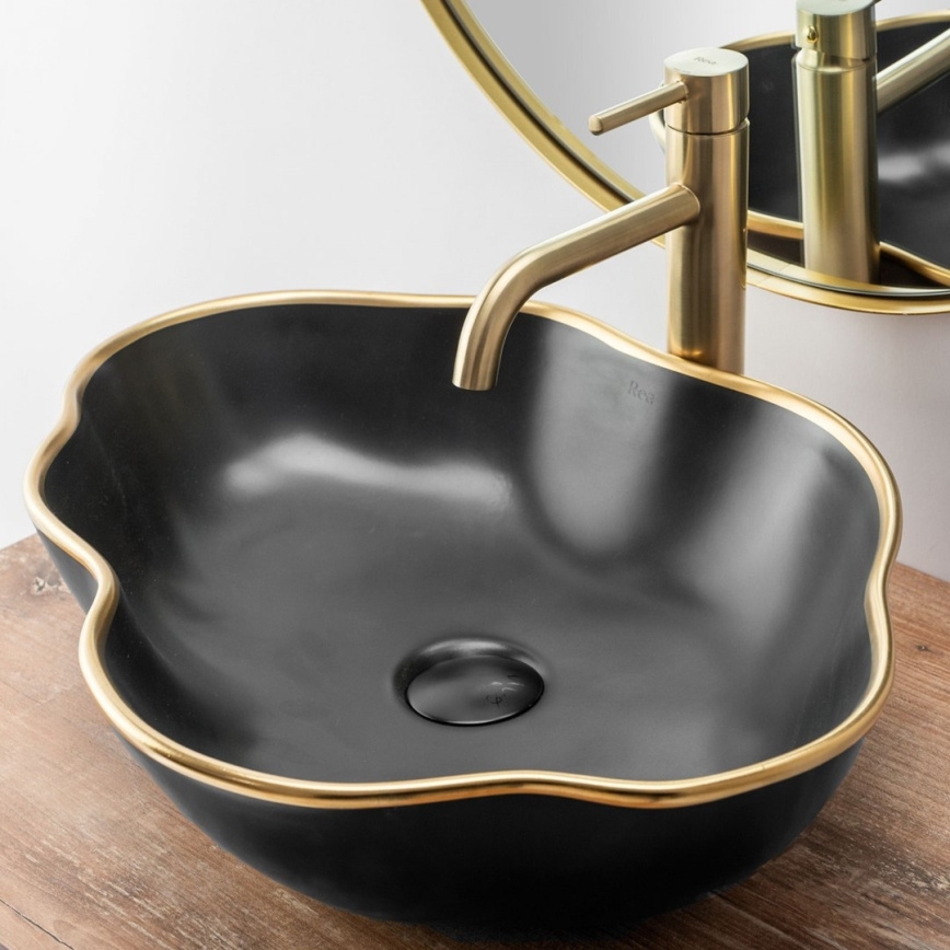 REA-B4526 - Tvättställsblandare LUNGO 28 cm borstad guld