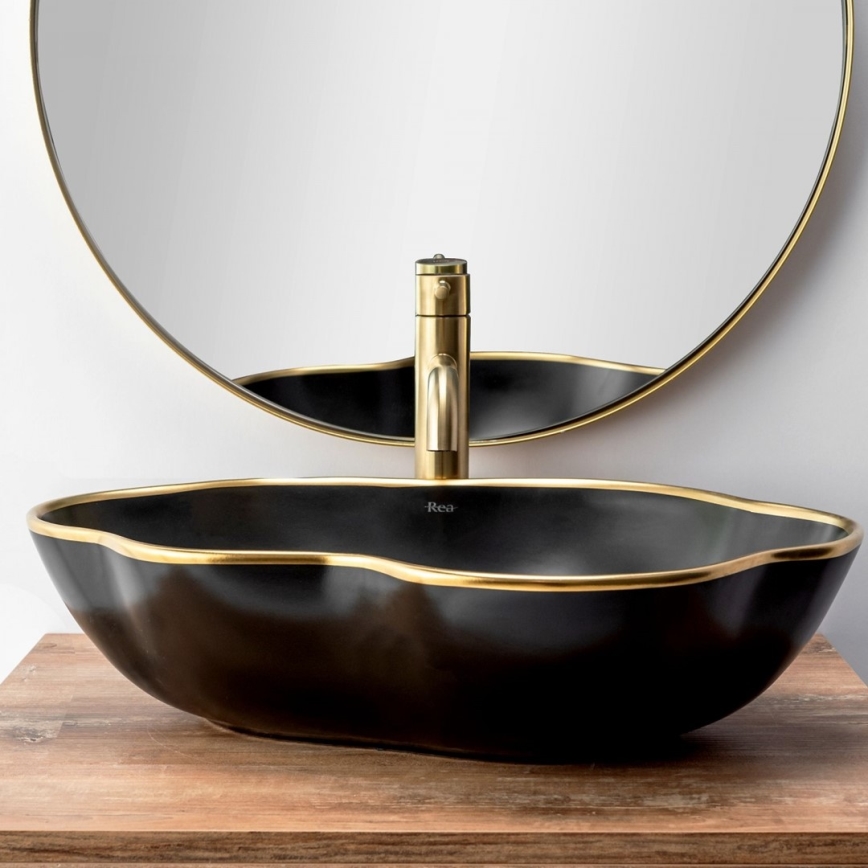 REA-B4526 - Tvättställsblandare LUNGO 28 cm borstad guld