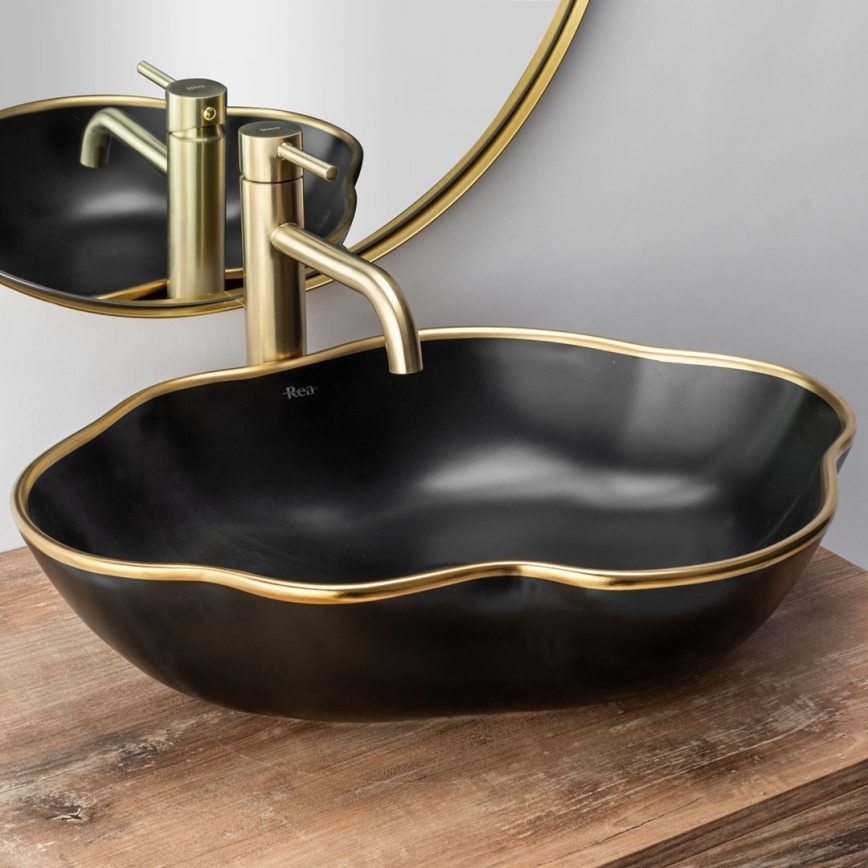 REA-B4526 - Tvättställsblandare LUNGO 28 cm borstad guld