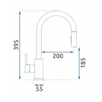 REA-B9147 - Köksblandare FRESH med utdragbar handdusch, 39,5 cm, matt svart
