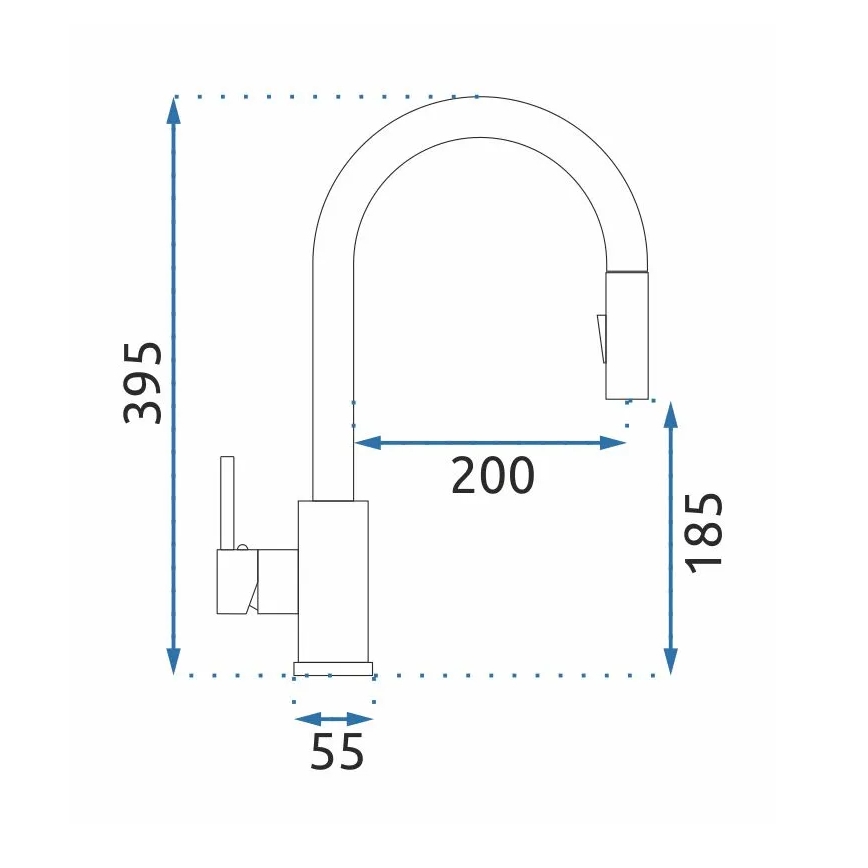 REA-B9147 - Köksblandare FRESH med utdragbar handdusch, 39,5 cm, matt svart
