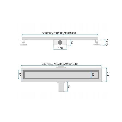 REA-G7803 - Avloppsränna NEOX PRO 80 cm rostfritt stål/svart