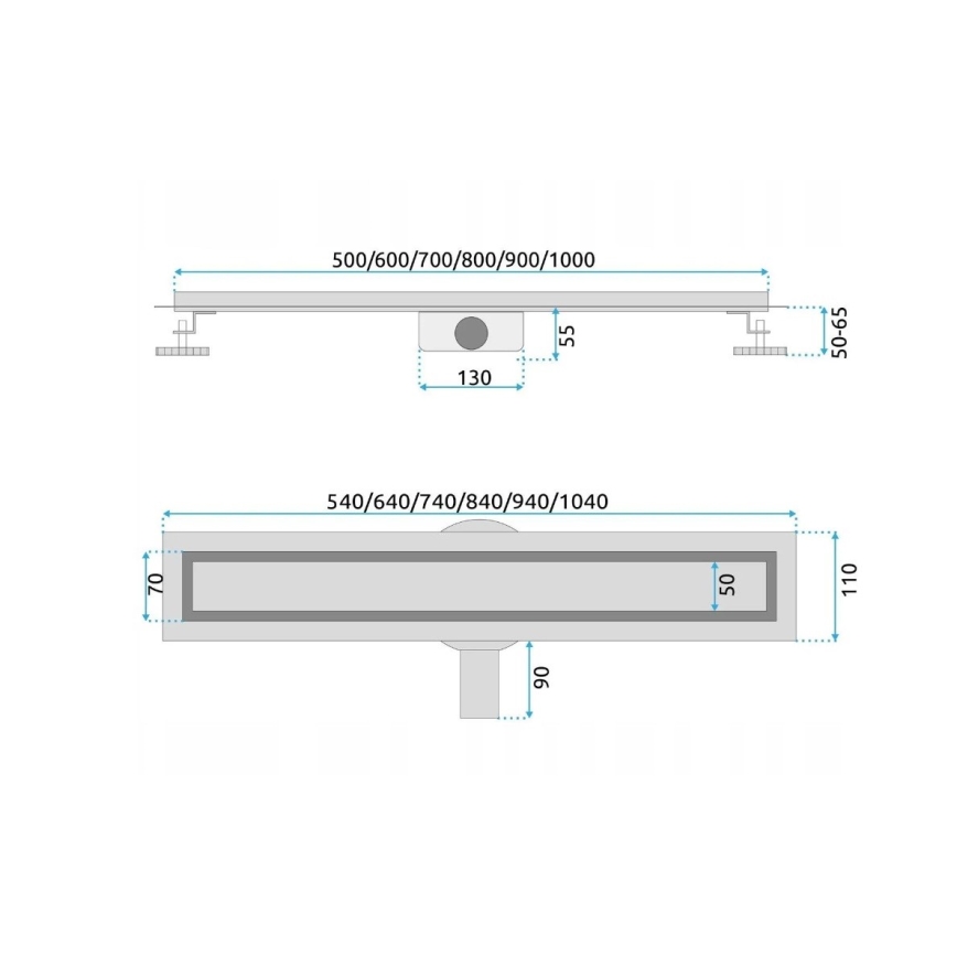 REA-G7803 - Avloppsränna NEOX PRO 80 cm rostfritt stål/svart