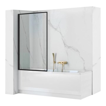 REA-K7390 - LAGOS badkarsvägg 140x80 cm svart/klart glas