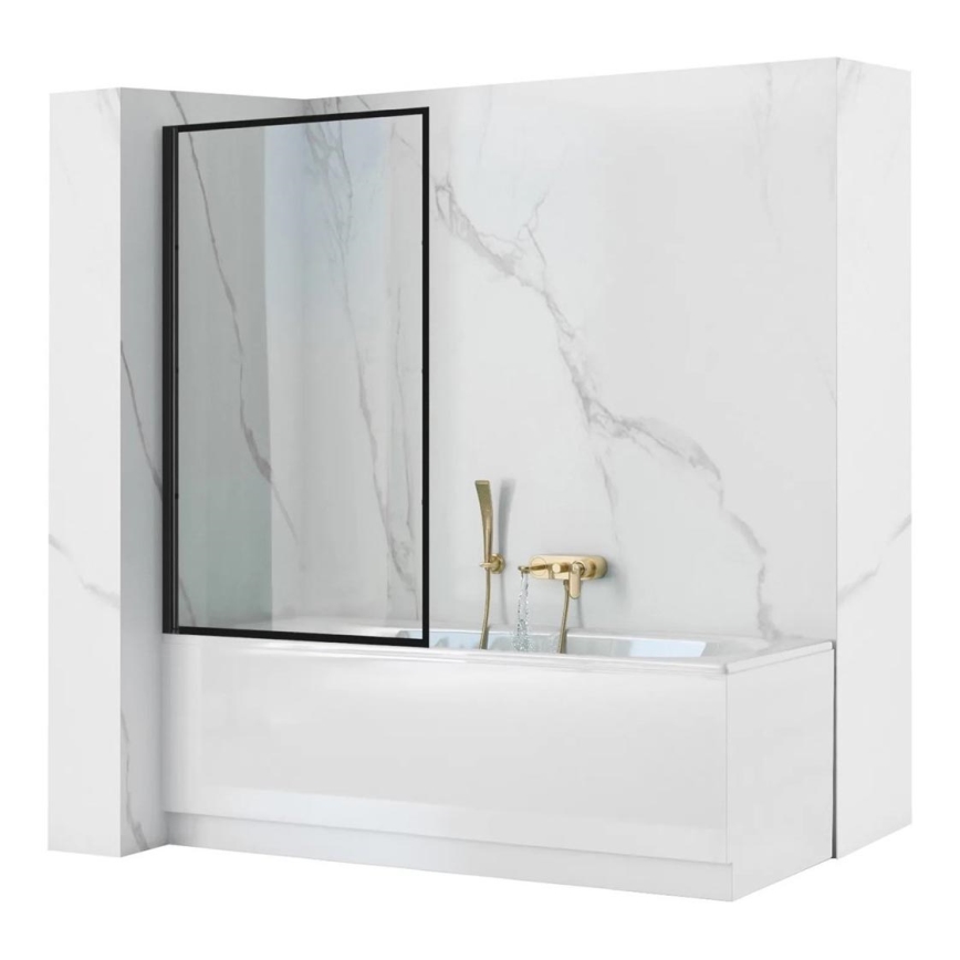 REA-K7390 - LAGOS badkarsvägg 140x80 cm svart/klart glas