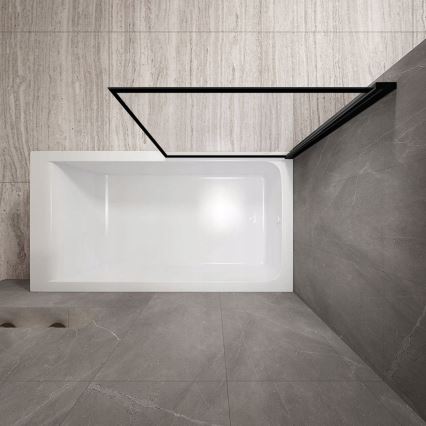 REA-K7390 - LAGOS badkarsvägg 140x80 cm svart/klart glas