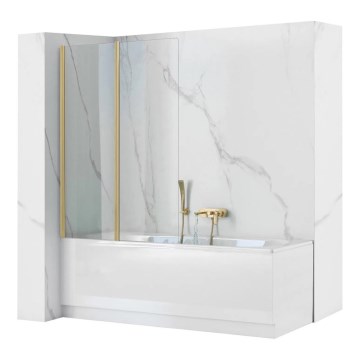 REA-K9777 - Hopfällbar badkarsvägg AGAT 140x100 cm borstad guld/klar glas