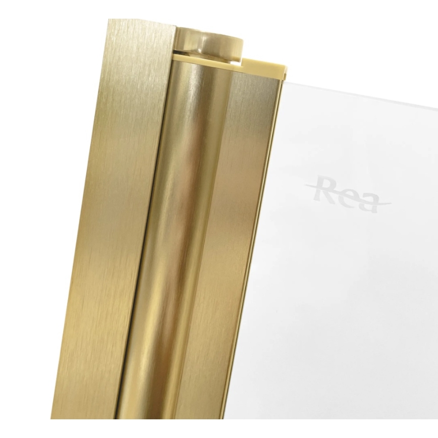 REA-K9777 - Hopfällbar badkarsvägg AGAT 140x100 cm borstad guld/klar glas