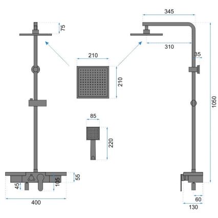 REA-P0636 - Duschset BRAVO matt svart