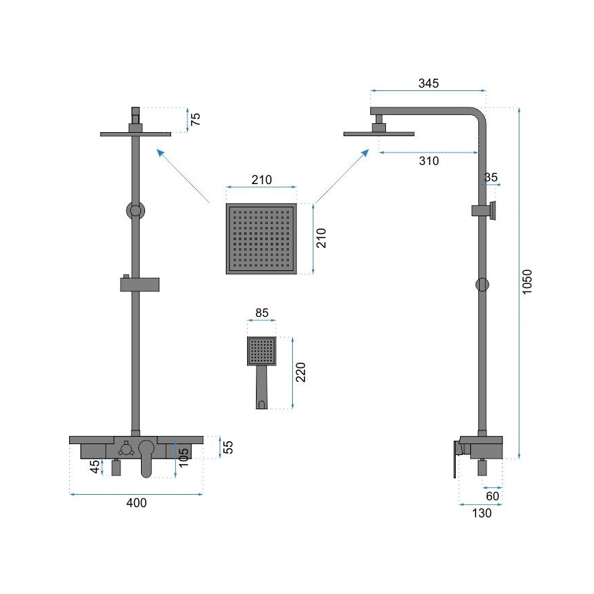 REA-P0636 - Duschset BRAVO matt svart