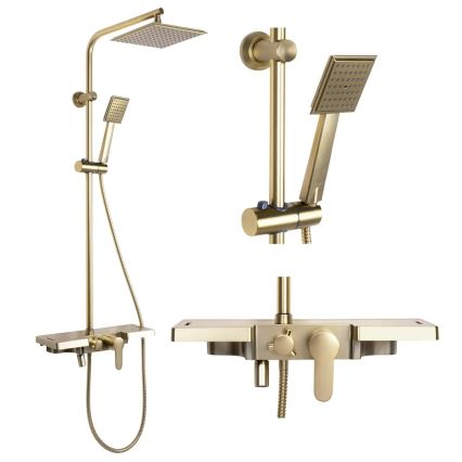 REA-P4121 - Duschset med blandare BRAVO, borstad guldfinish