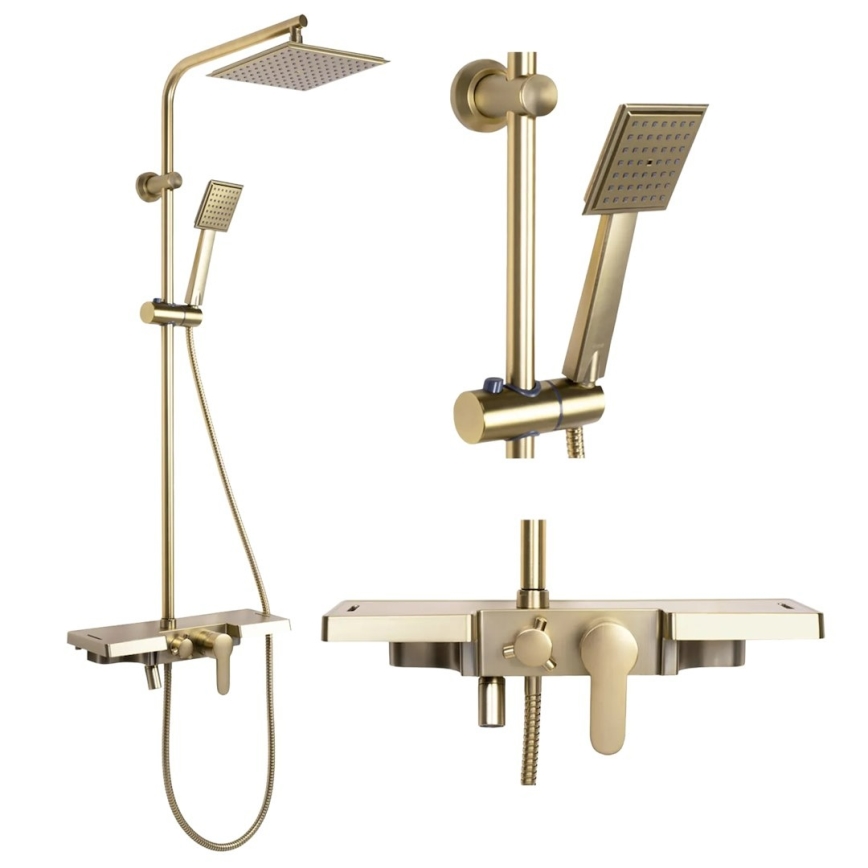 REA-P4121 - Duschset med blandare BRAVO, borstad guldfinish