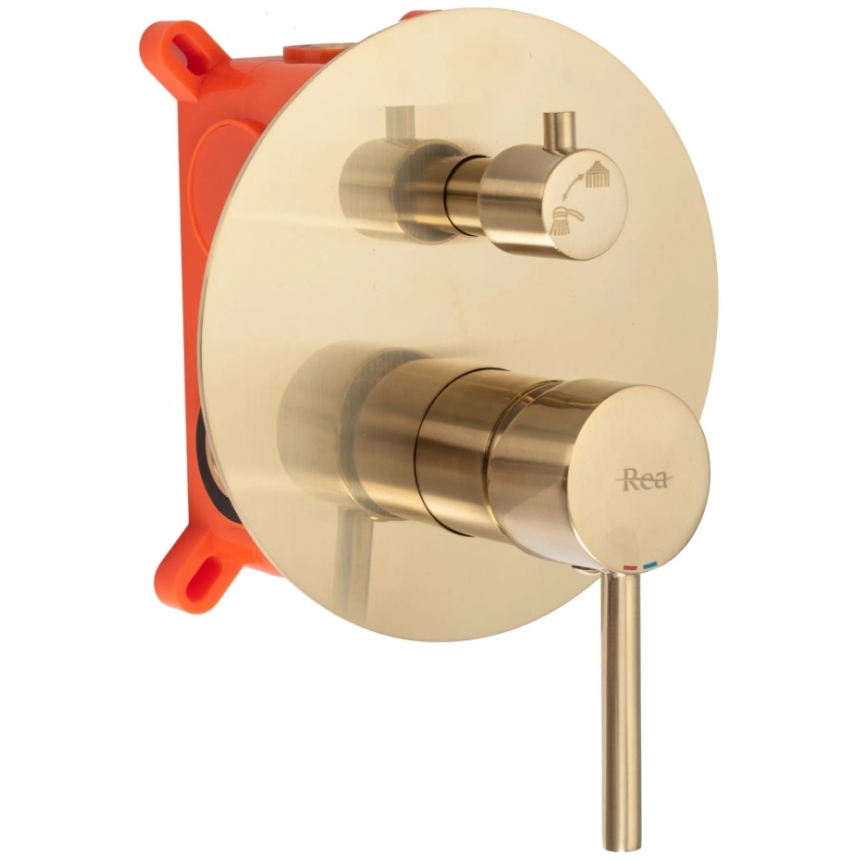 REA-P4160 - Duschset med inbyggd blandare LUNGO i borstat guld